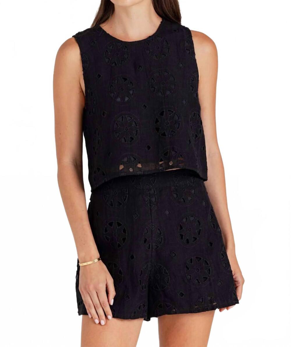 NEW SUNDAYS linen rae top in black